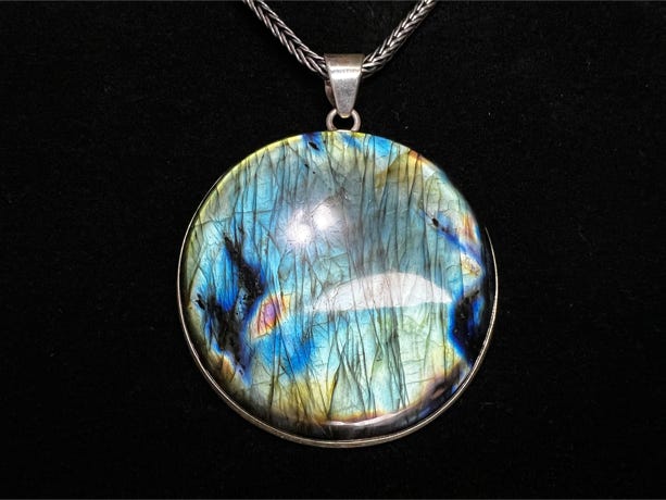 One of a kind luminescent  Labradorite from Madagascar pendant